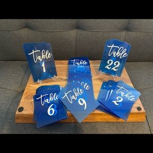 Wedding table numbers - blue acrylic